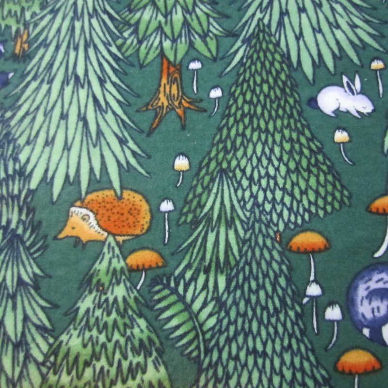 Close-up of the Pine Forest fabric in the 17-piece Sugar Glider Cage Set, featuring a vibrant green forest design for your sugar glider's cozy home.