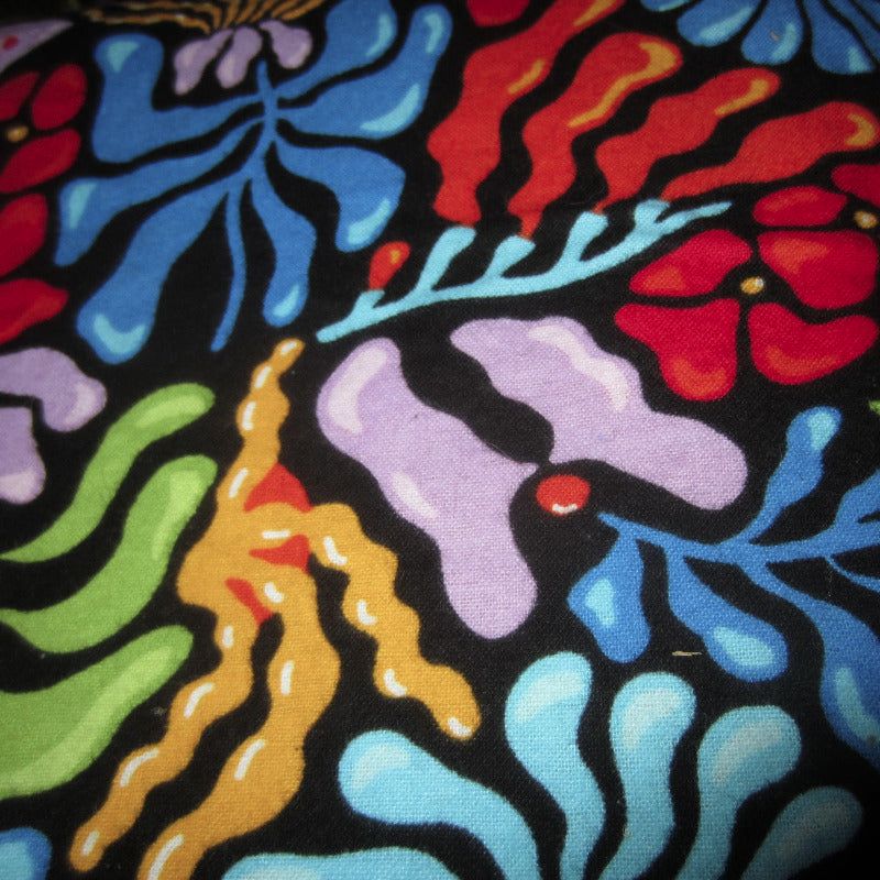 Close-up of Dark Floral fabric used in the 17-piece Sugar Glider Cage Set, featuring vibrant floral patterns.