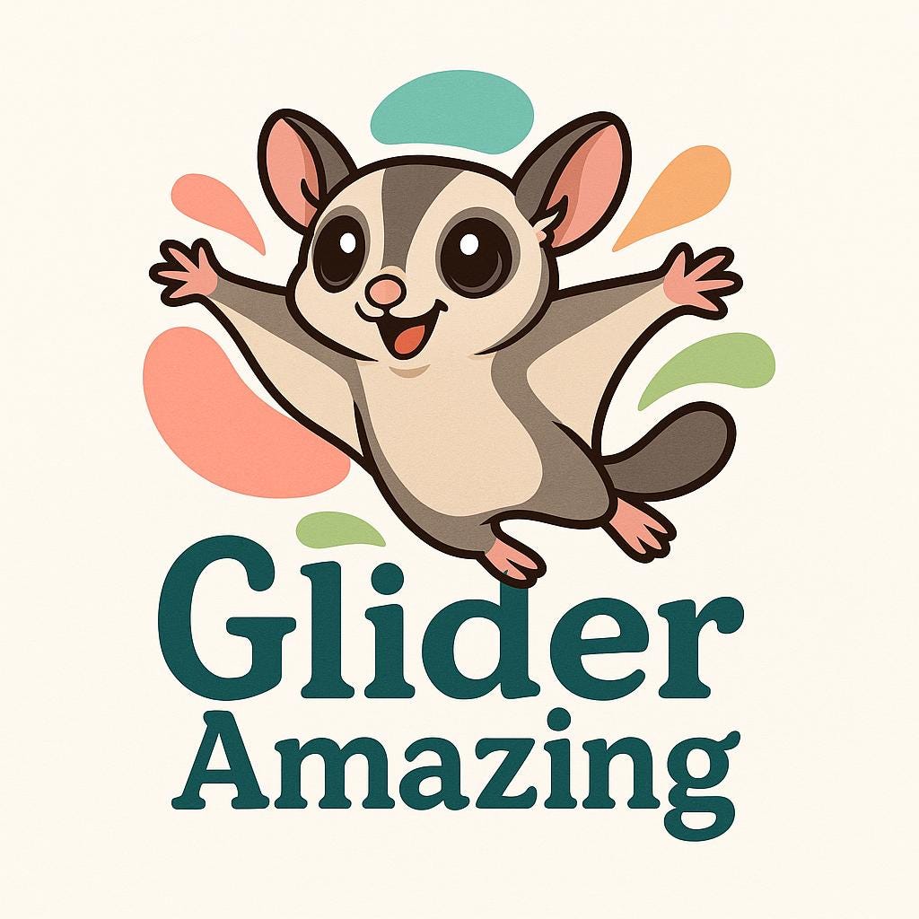 Glider Amazing logo - A brand specializing in sugar glider cages, accessories, and bonding products.