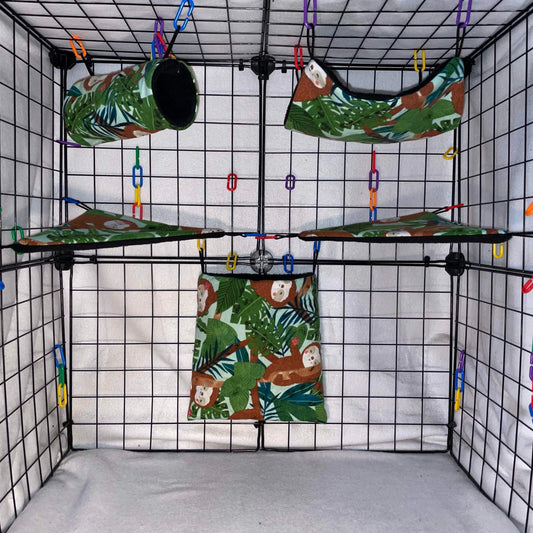 5pc Sugar Glider Fabric Cage Set - Select a Print