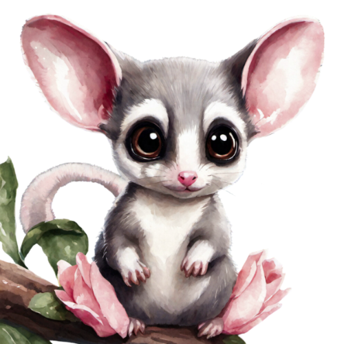 Close-up of a happy sugar glider perched on a colorful toy in a cozy cage, showcasing pet supplies from our sugar glider store.