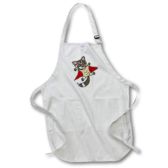 Apron - Cute Funny Flying Sugar Glider Superhero in red Cape Cartoon Animals