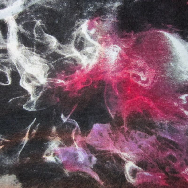 Close-up of red and black smoky print  fabric, ideal for sugar glider cage accessories.
