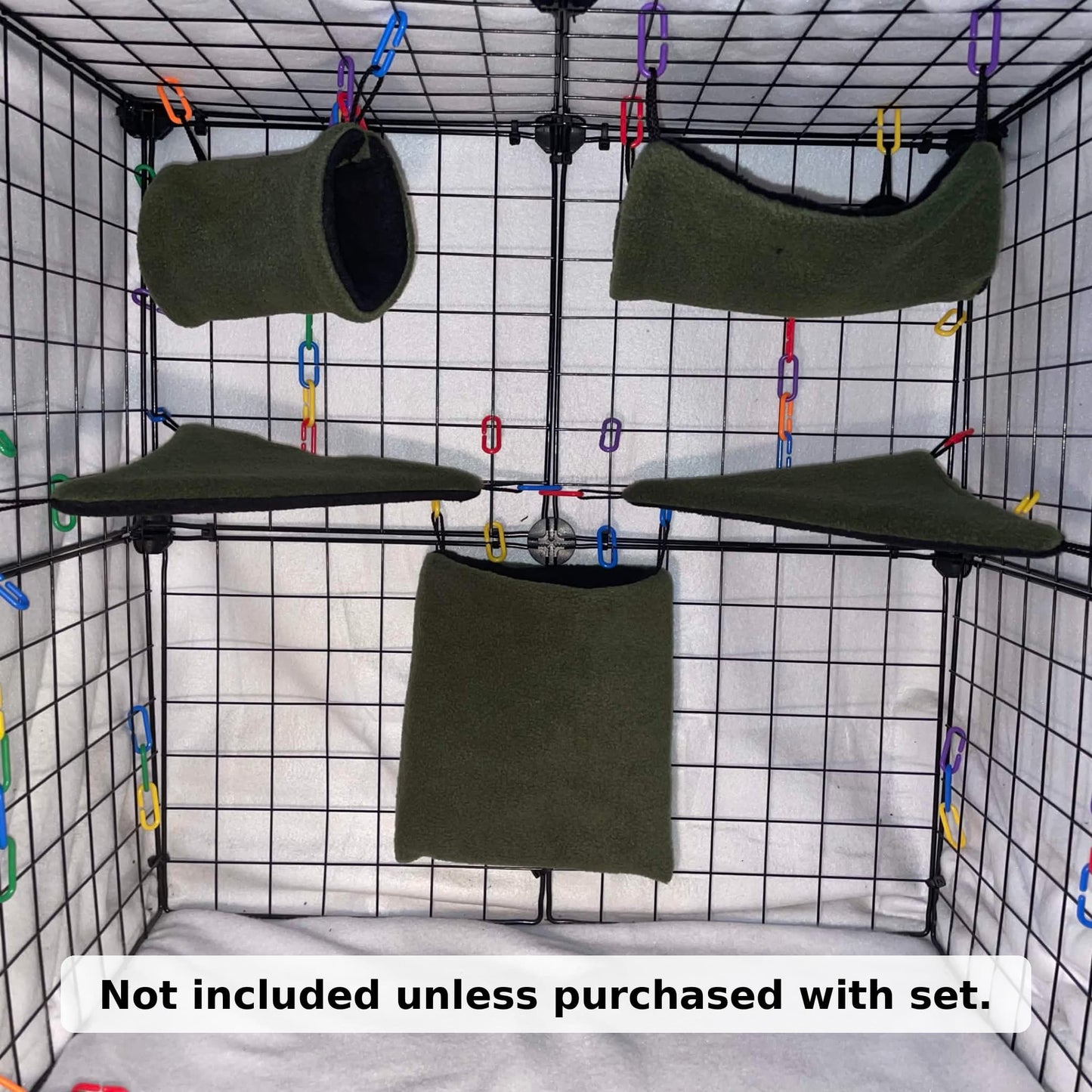 Product display showing 5 piece sugar glider cage set expansion items.