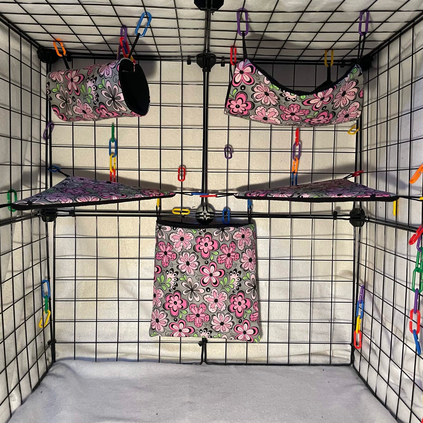 5pc Sugar Glider Fabric Cage Set - Select a Print