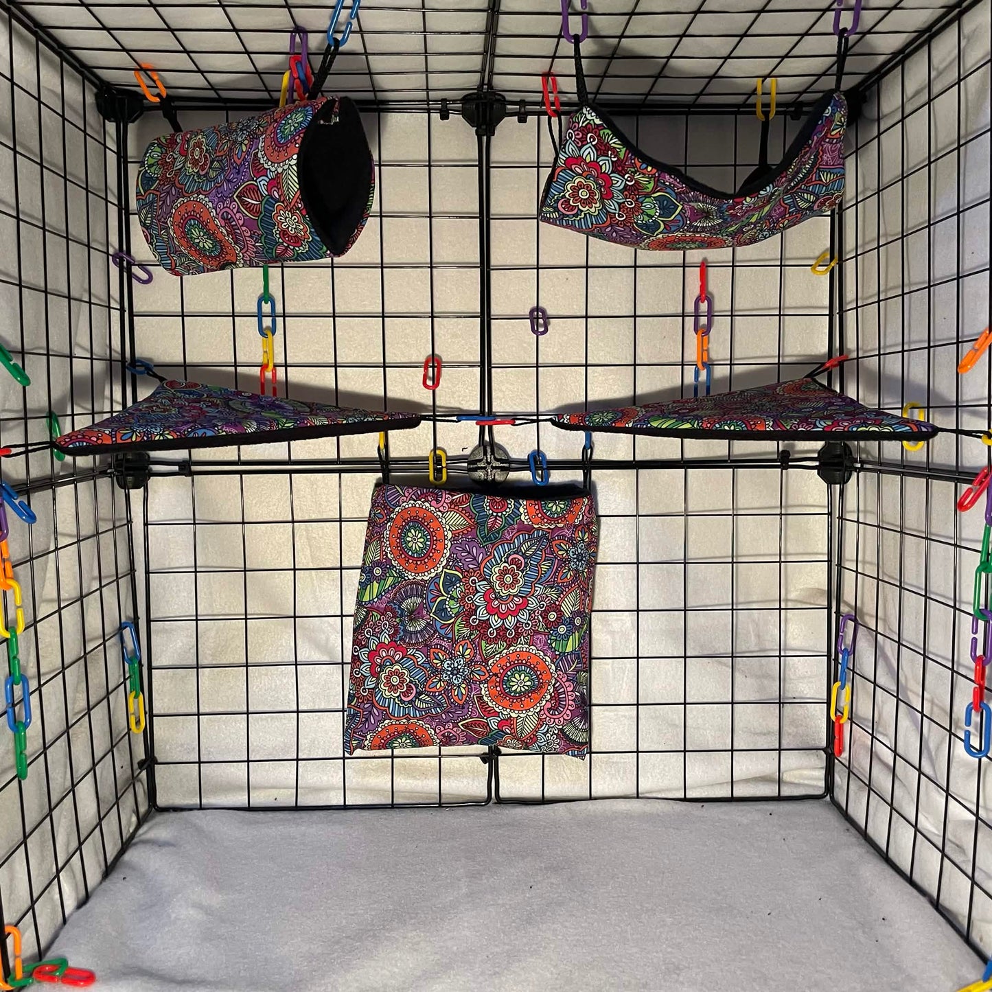 5pc Sugar Glider Fabric Cage Set - Select a Print