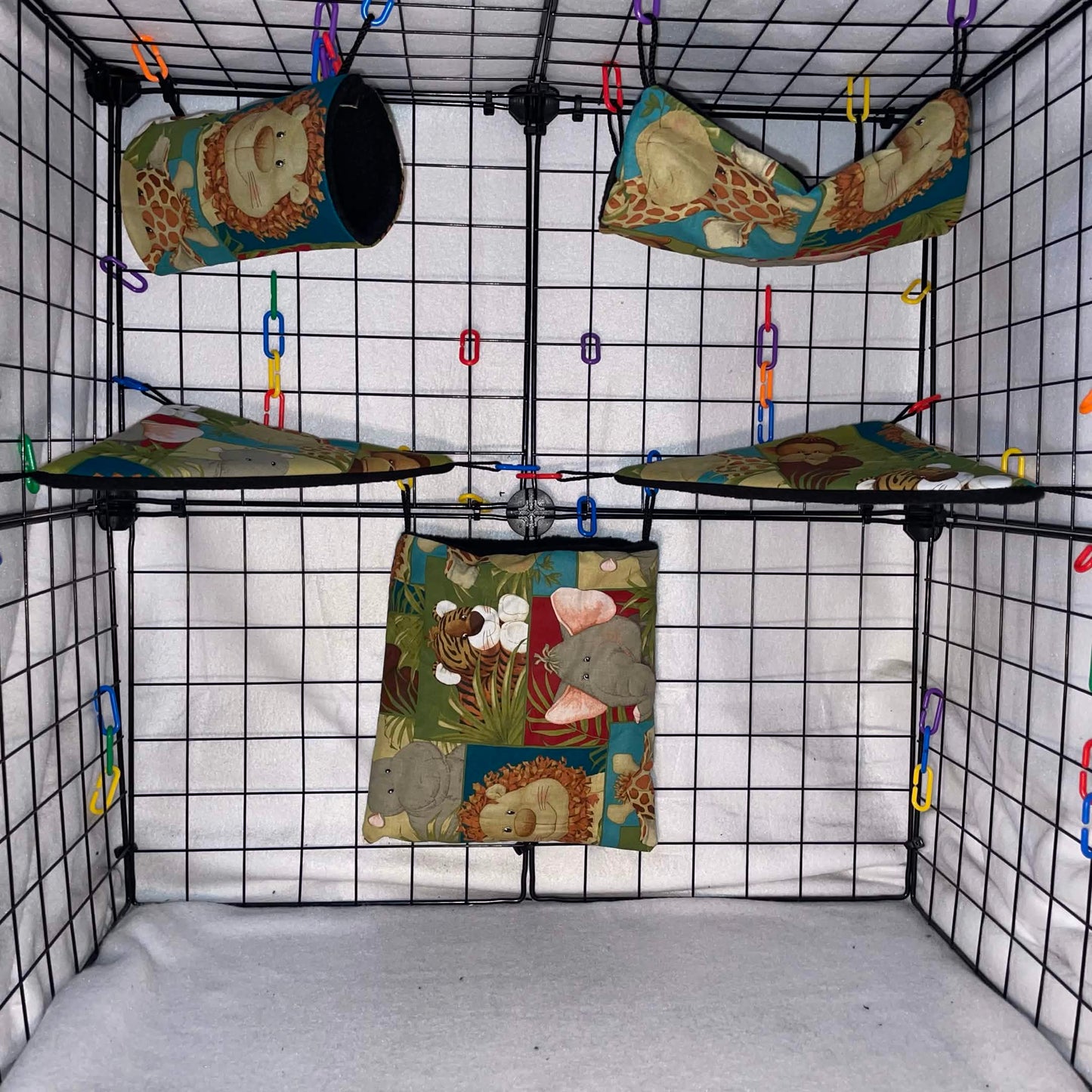 5pc Sugar Glider Fabric Cage Set - Select a Print