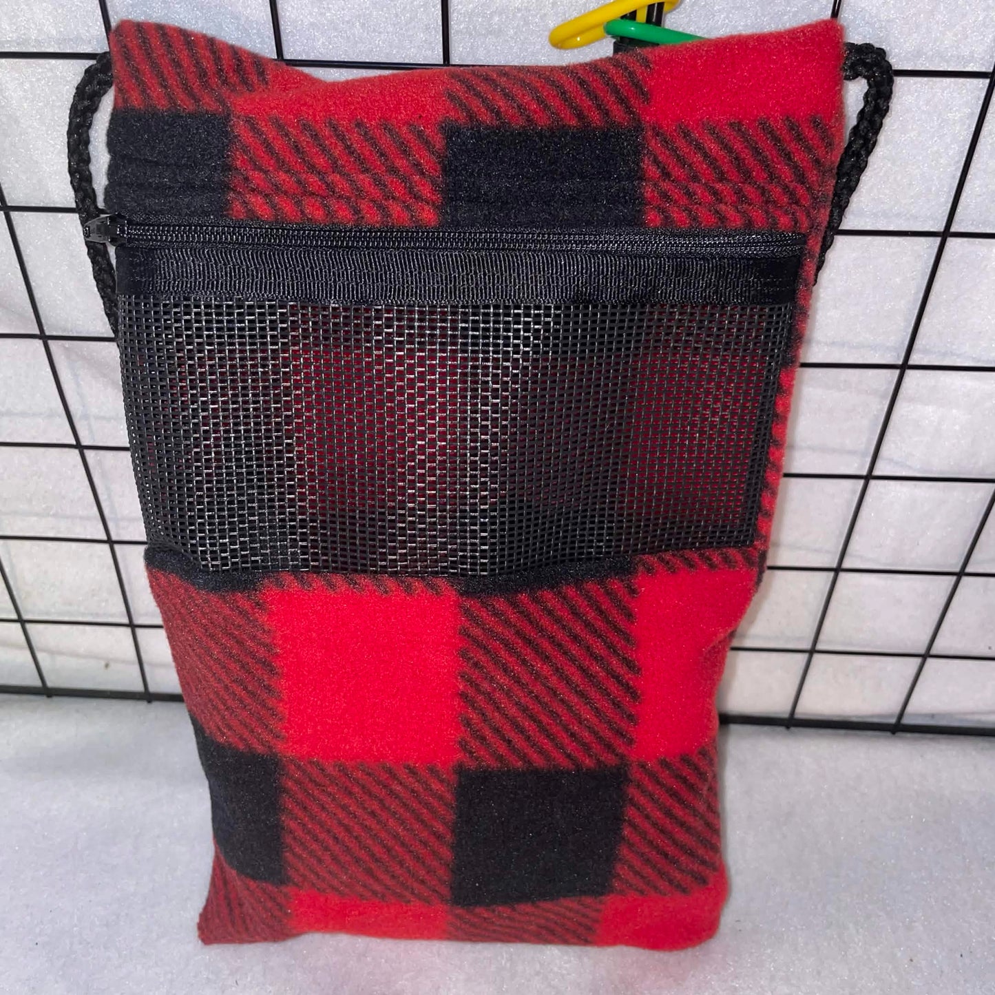 Red Buffalo Plaid - Sugar Glider Bonding Travel Pouch, Sugar Glider Accessories