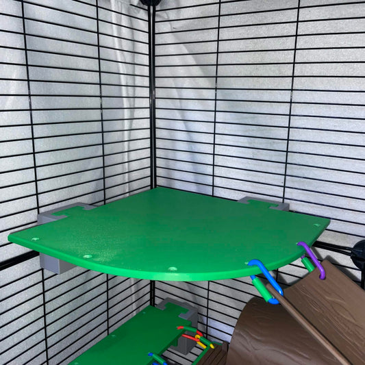 8.5" Jungle Green Plastic Corner Ledge with Rounded Front